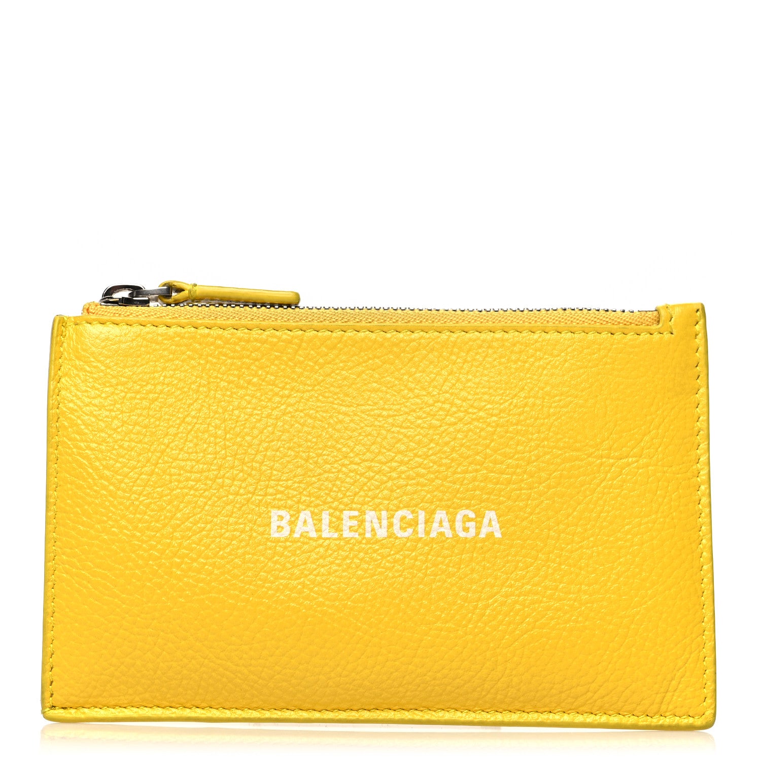 Balenciaga Grained Calfskin Logo Large Cash Long Coin Card Holder Yellow White 1 of 10