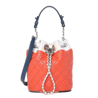 Chanel Lambskin Quilted Cuba Drawstring Tote Red White Blue 1 of 9