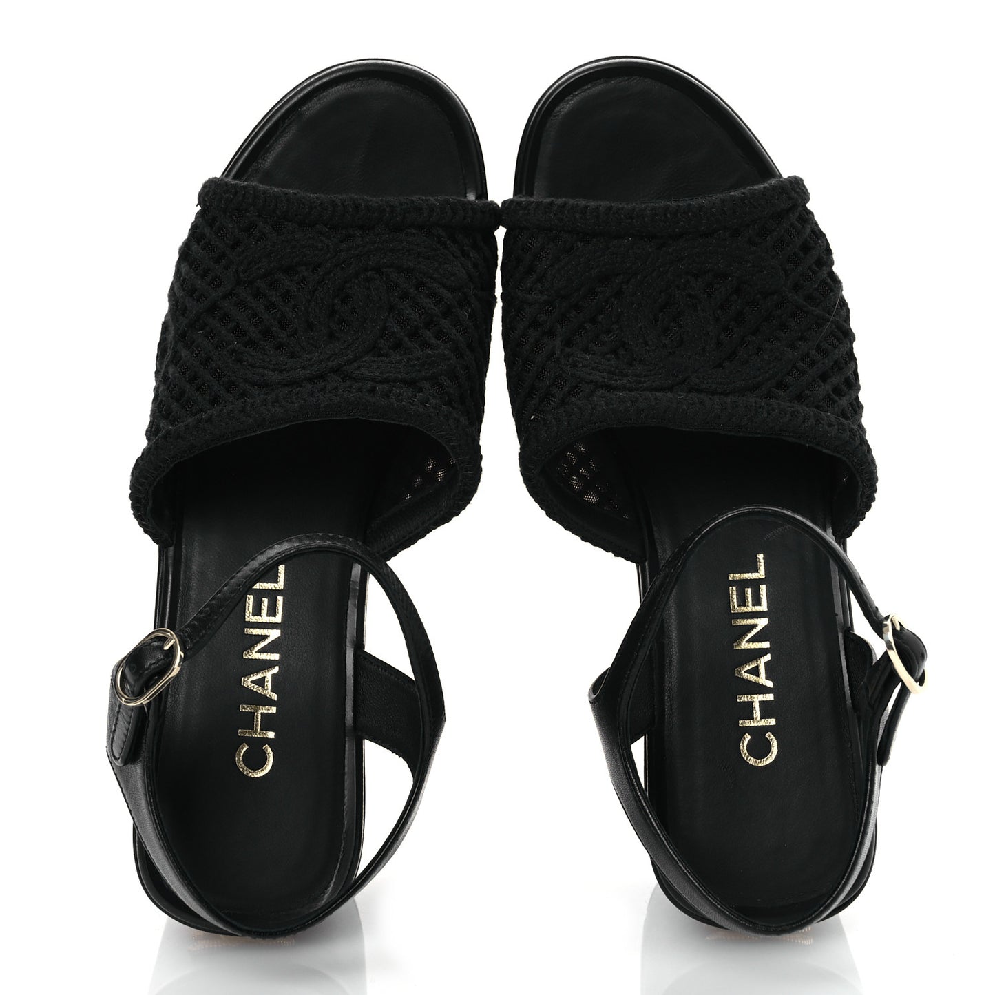 Lambskin CC Platform Sandals 37 Black