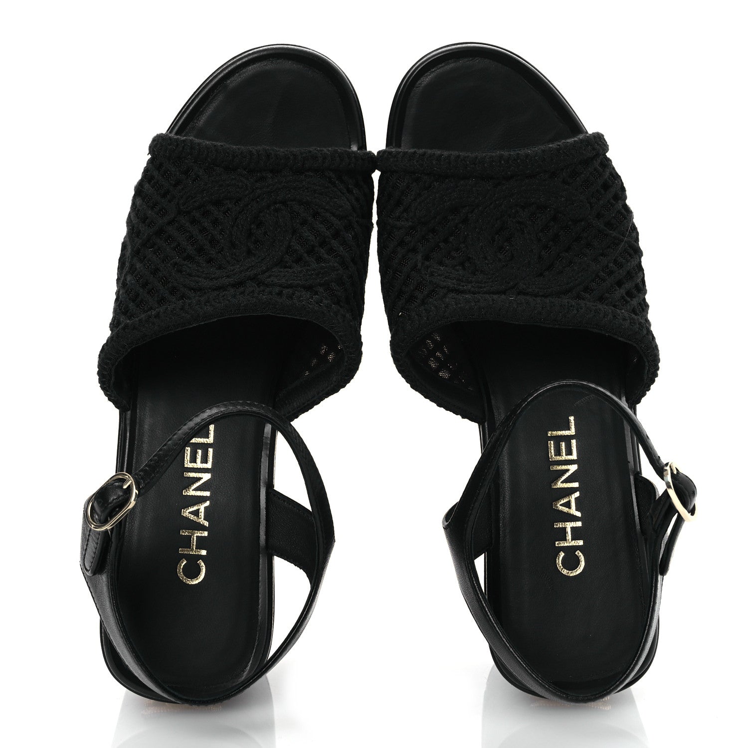 Chanel Lambskin CC Platform Sandals 37 Black 2 of 14
