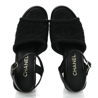 Chanel Lambskin CC Platform Sandals 37 Black 2 of 14