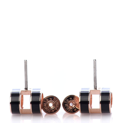Hermes Rose Gold Lacquered Pop H Earrings Black 3 of 4