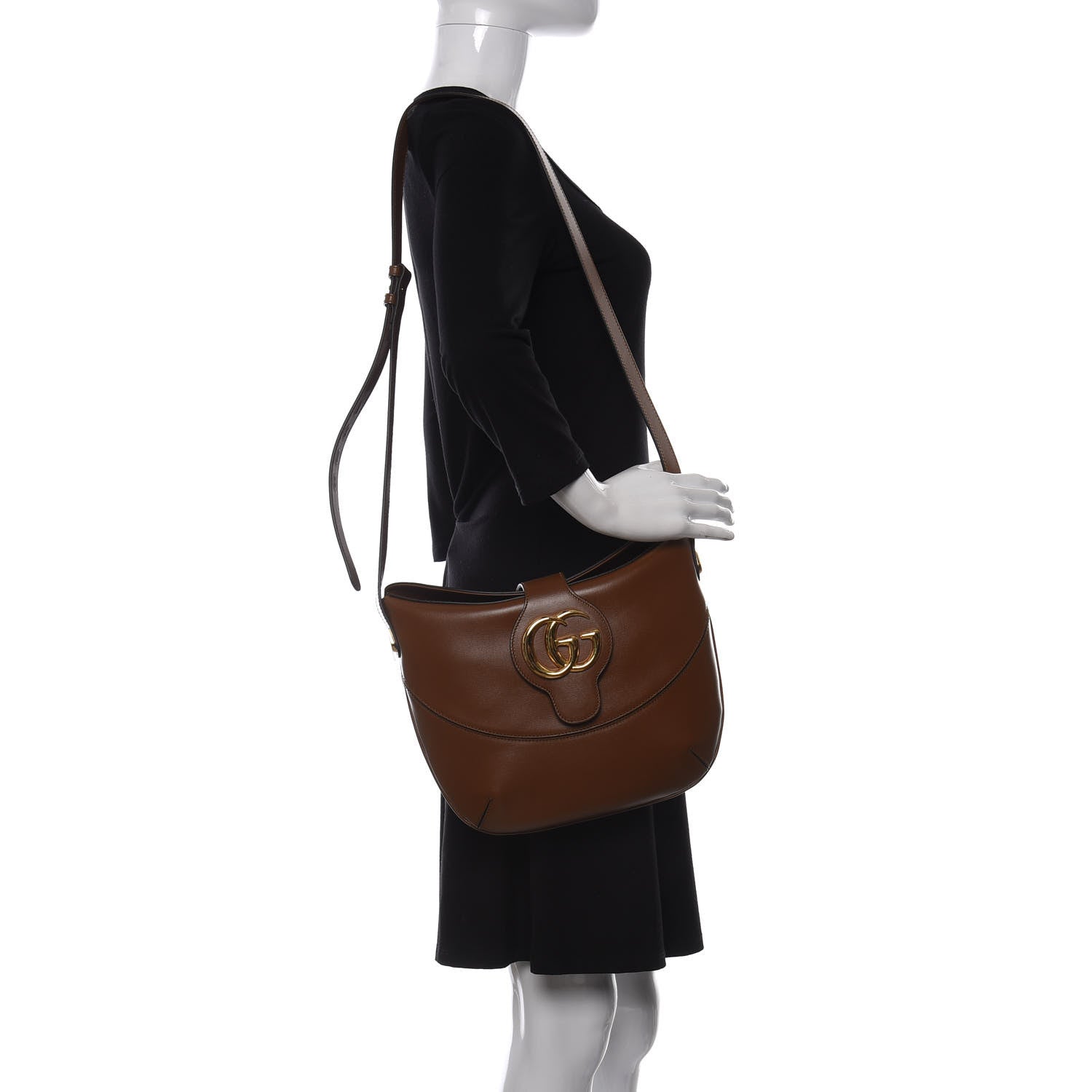 Gucci Boarded Plutone Calfskin Medium Arli Shoulder Bag Nocciola 2 of 10