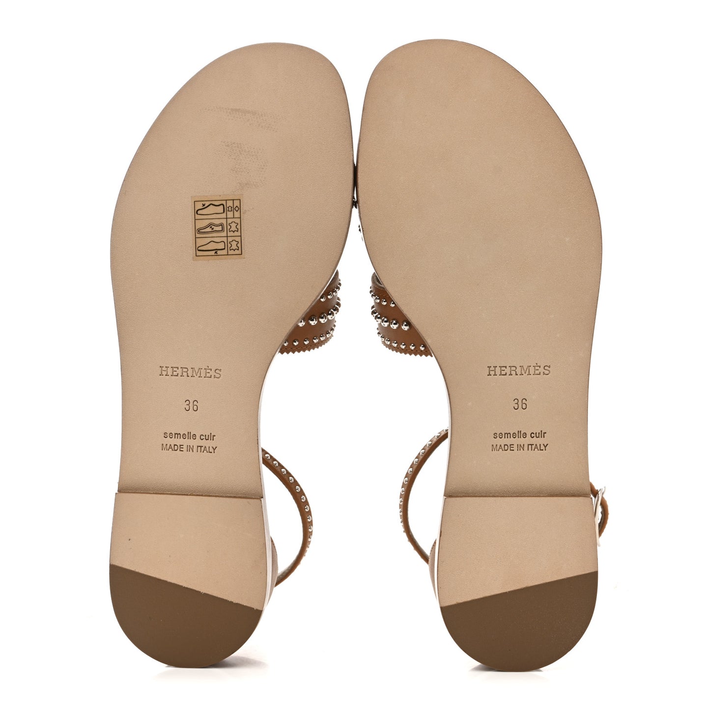 Calfskin Studded Santorini Sandals 36 Naturel