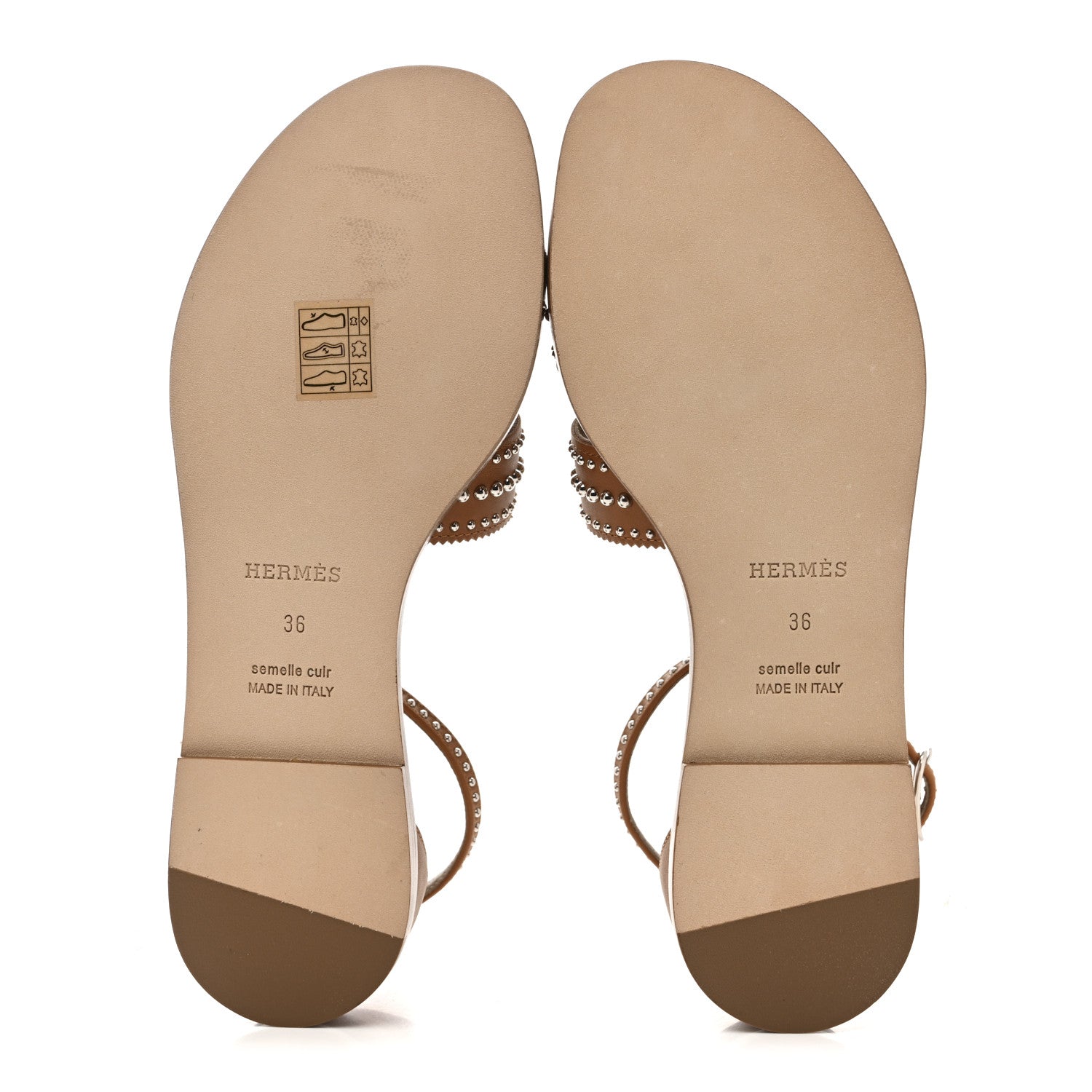 Hermes Calfskin Studded Santorini Sandals 36 Naturel 6 of 10