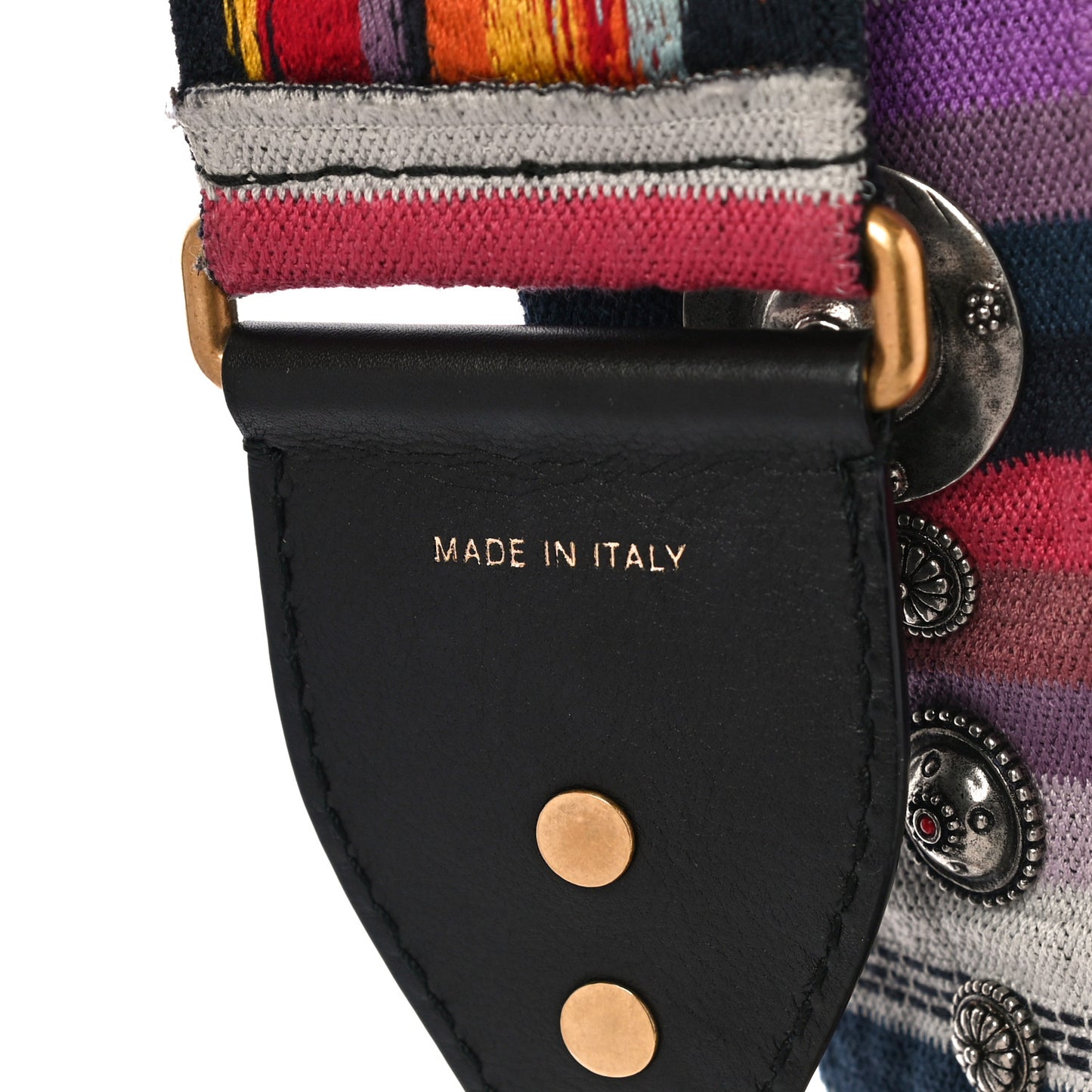 Canvas Embroidered Studded Rainbow Shoulder Strap
