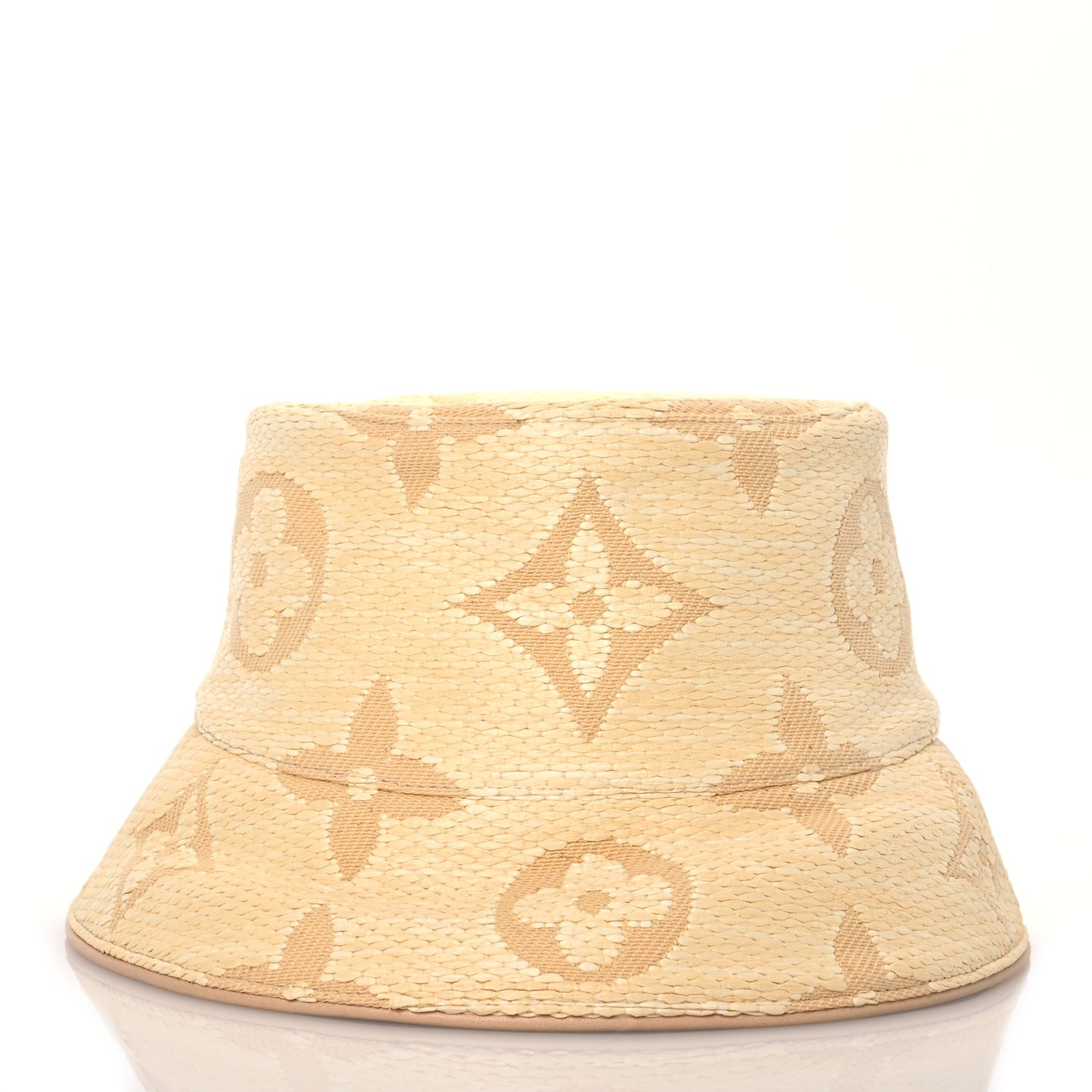 Woven Fabric Calfskin Monogram Beachview Bucket Hat Natural