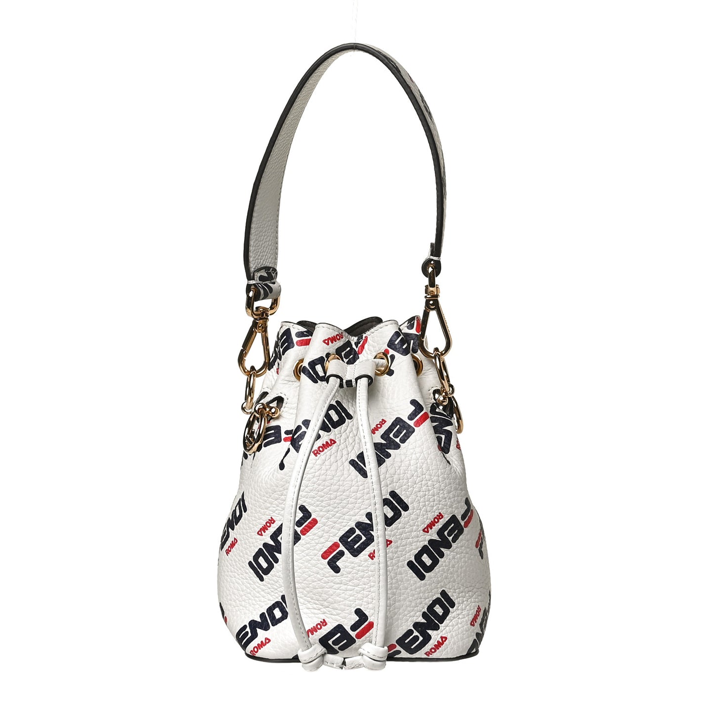 X FILA Vitello F is Fendi Mania Mini Mon Tresor Bucket Bag White