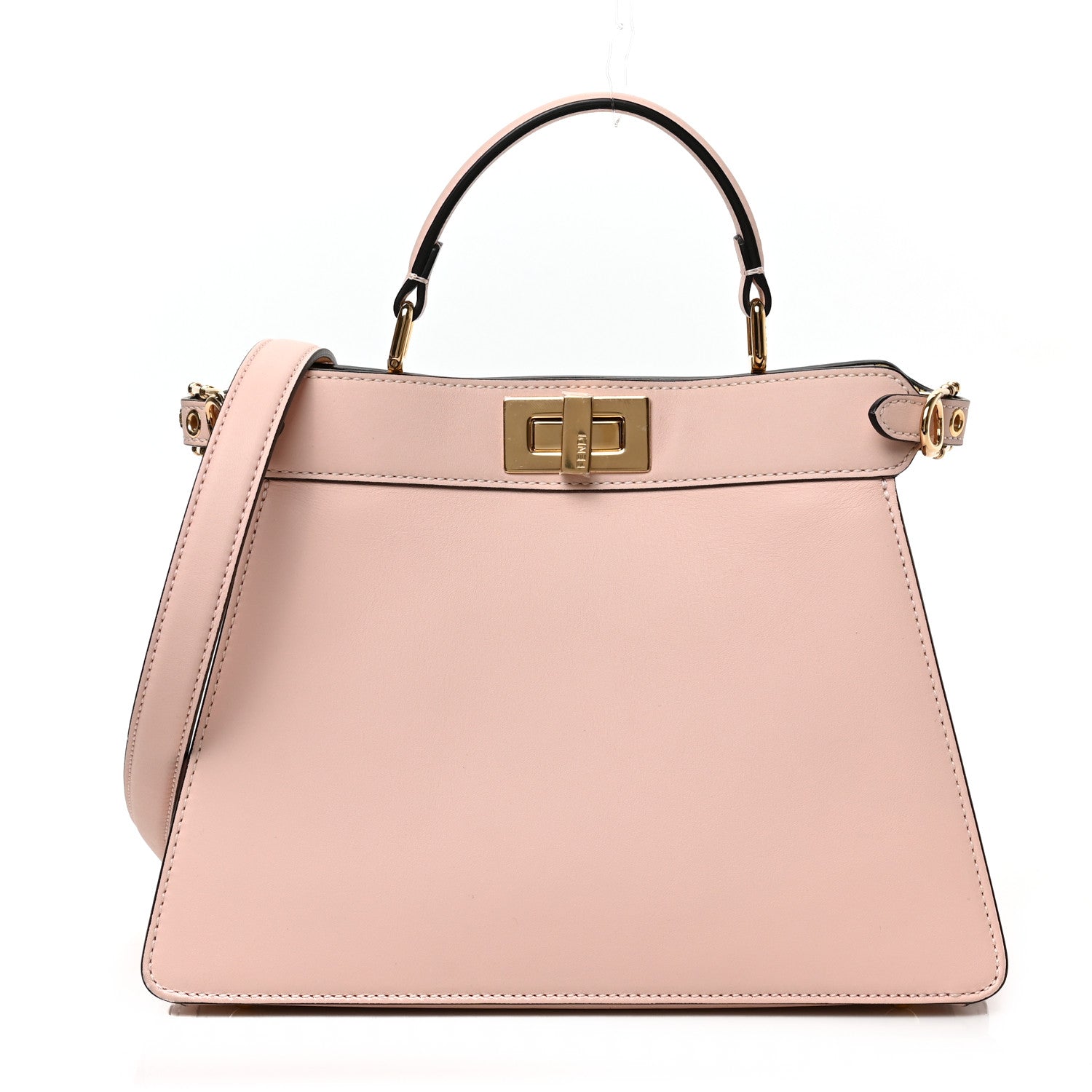 Fendi X VERSACE Vitello Seta Nappa Fendace FF Baroque Small Peekaboo I SEE U Satchel Rosa Confetto White Gold 1 of 8