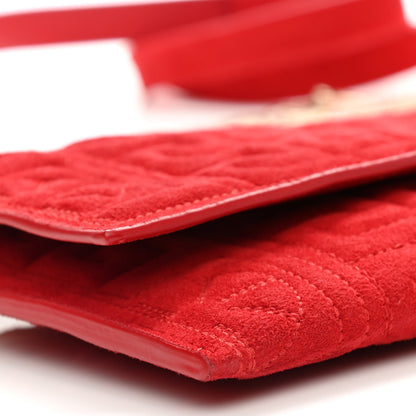 Versace Suede Quilted The Greek Crossbody Clutch Red 16 of 21