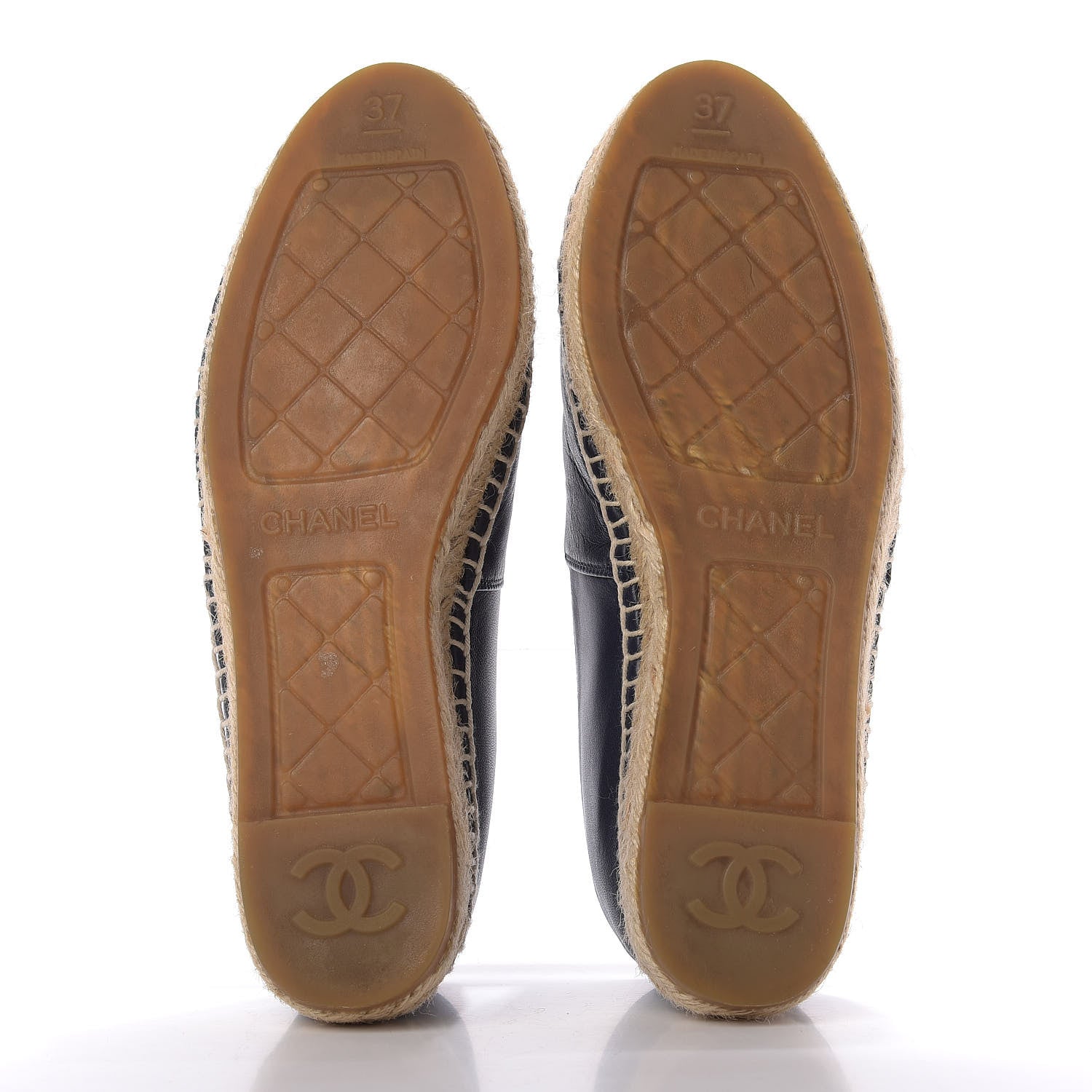 Chanel Lambskin CC Espadrilles 37 Navy Black 6 of 12