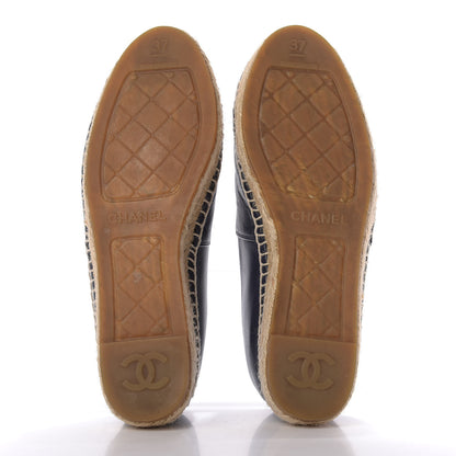 Chanel Lambskin CC Espadrilles 37 Navy Black 6 of 12