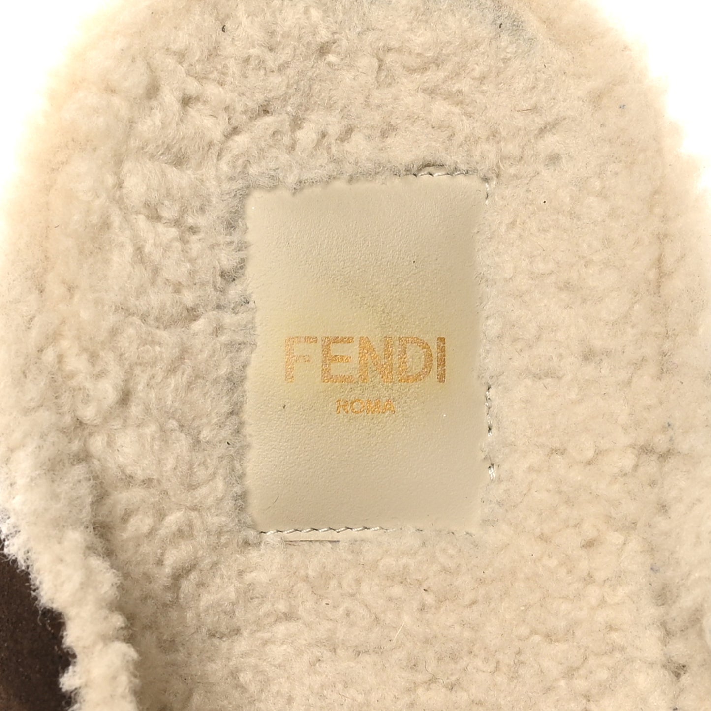 Suede Shearling Fendi Feel Buckled Clogs 36 Mogano Latte