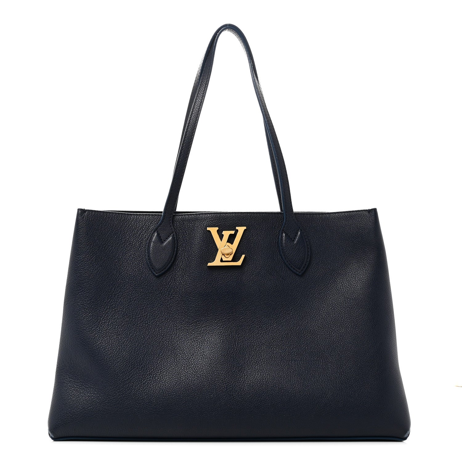 Louis Vuitton Grained Calfskin Lockme Shopper Navy 1 of 9