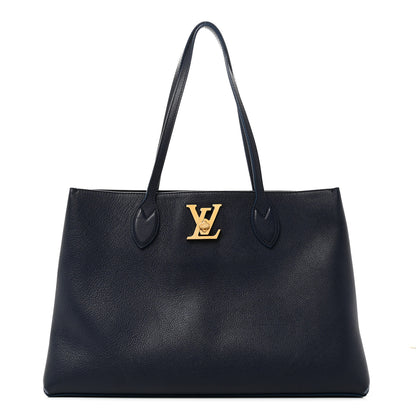 Louis Vuitton Grained Calfskin Lockme Shopper Navy 1 of 9
