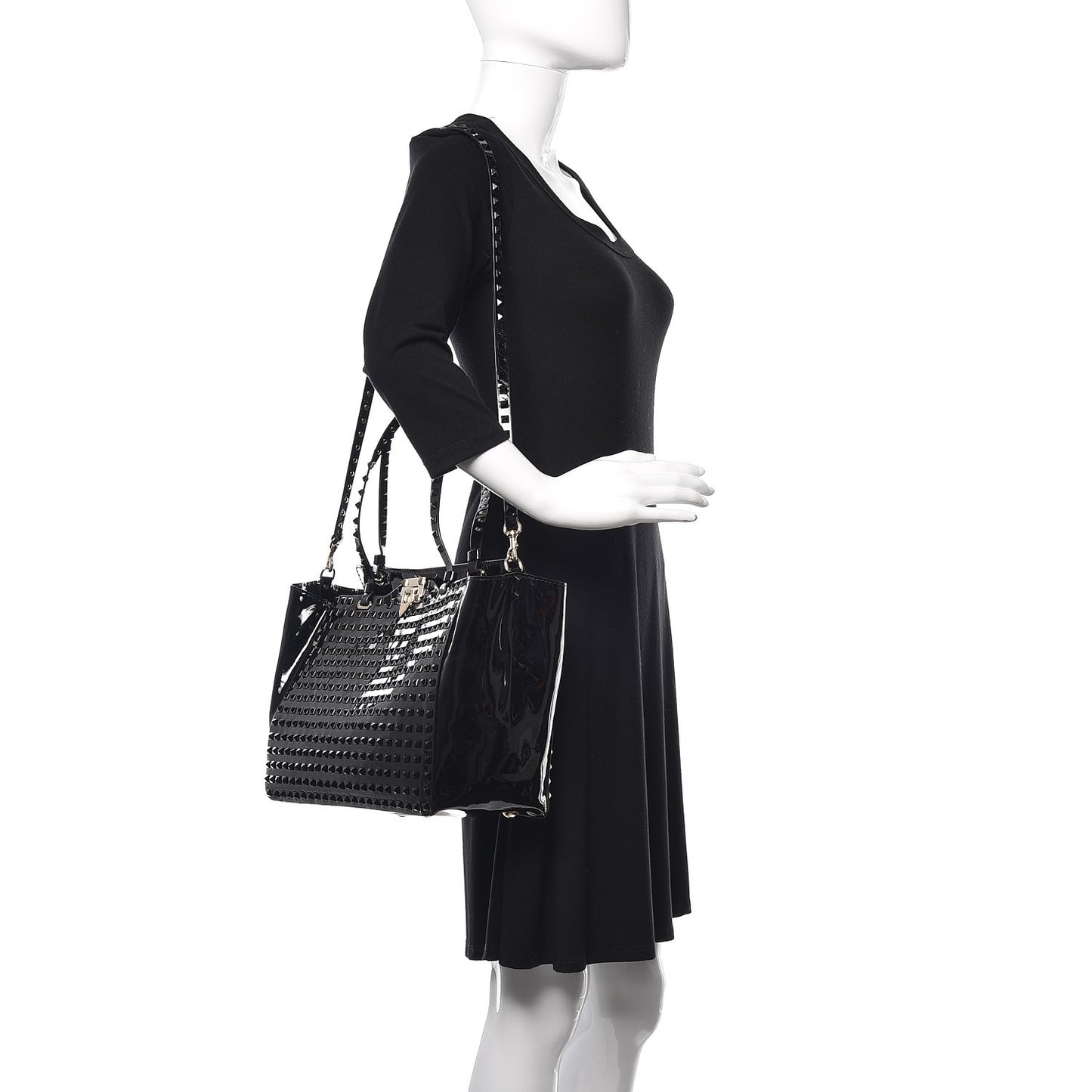 Patent Punkouture Medium Rockstud All Over Tote Black