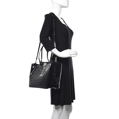 Valentino Garavani Patent Punkouture Medium Rockstud All Over Tote Black 2 of 9