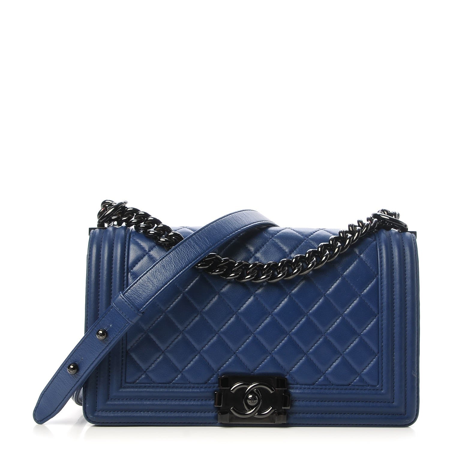 Chanel Calfskin Quilted Medium Boy Flap Blue 1 of 12
