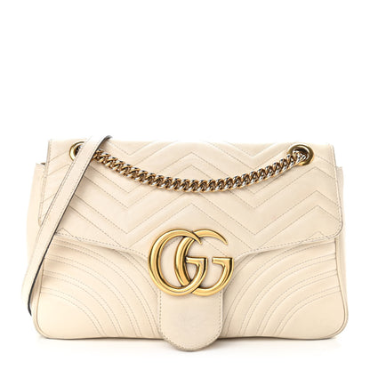 Gucci Calfskin Matelasse Medium GG Marmont Shoulder Bag White 1 of 15