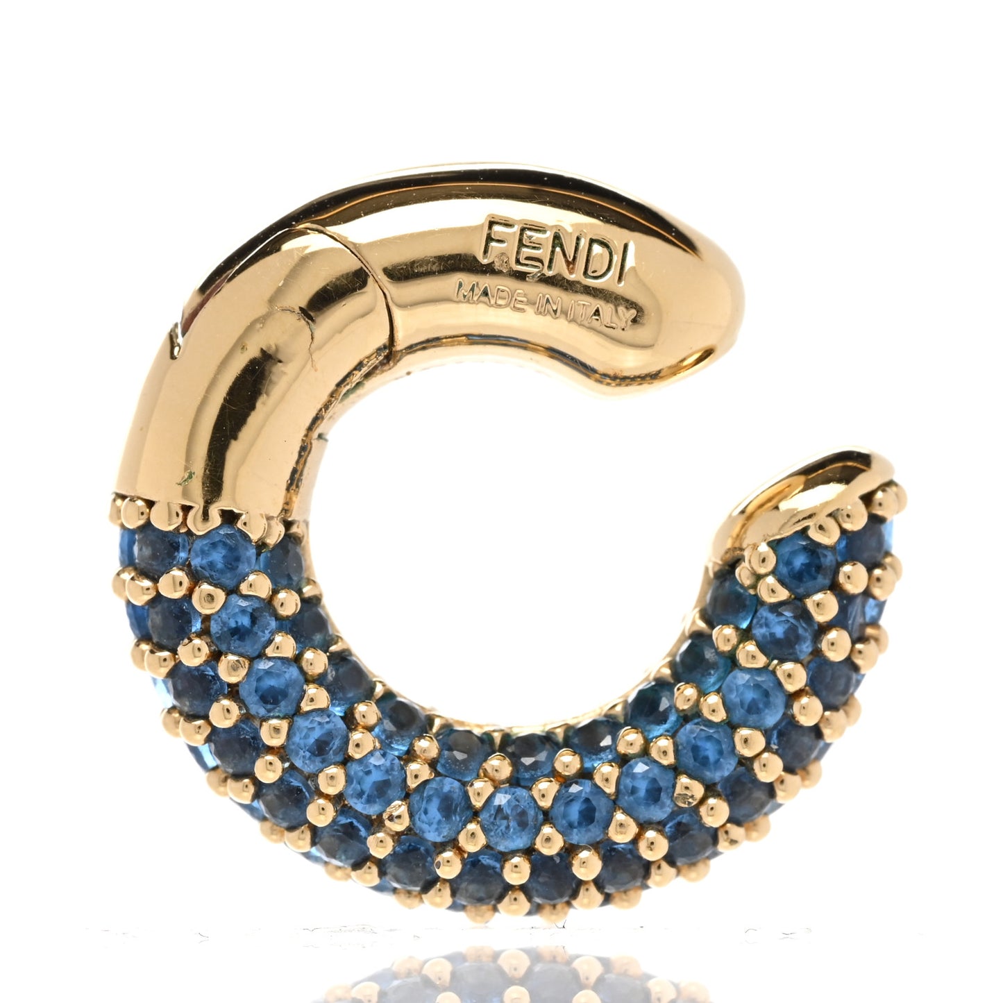 Metal Crystal Ear Cuff Blue Gold