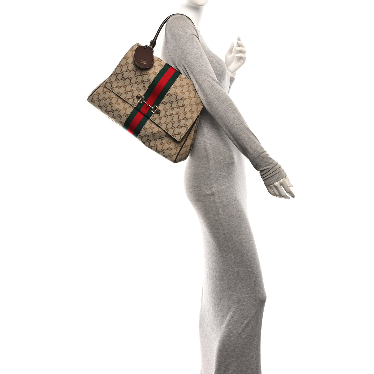 GG Monogram Web Large Paparazzo Top Handle Bag Sand Brown