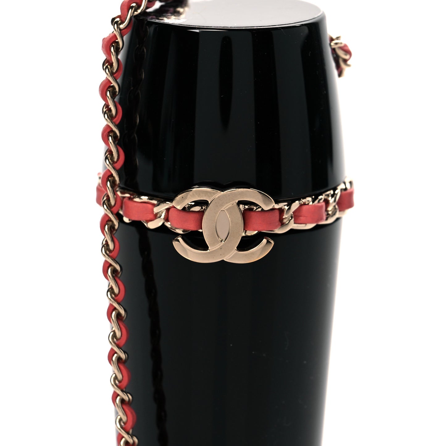 Lucite Lipstick Case On Chain Black Pink