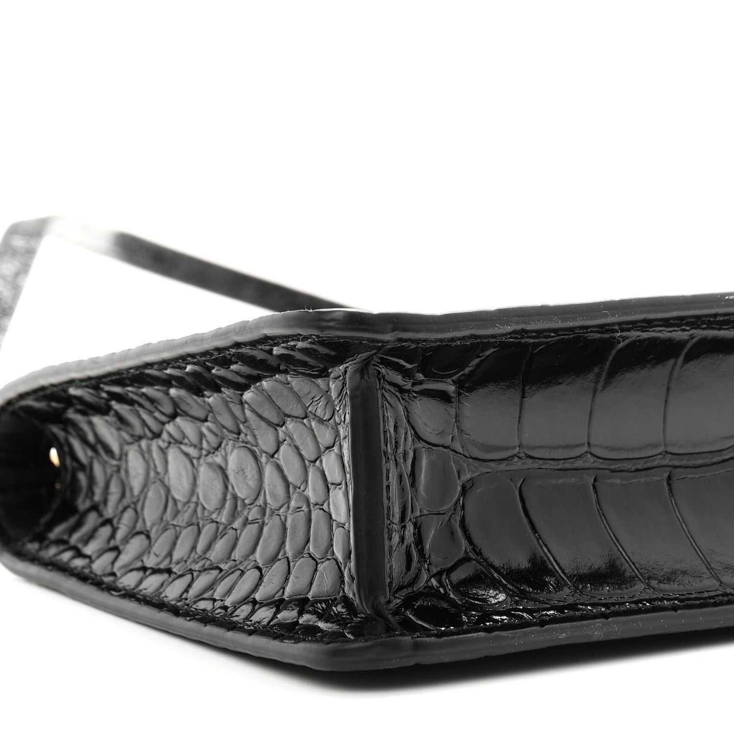 Burberry Calfskin Alligator Embossed Mini TB Shoulder Bag Black 8 of 9