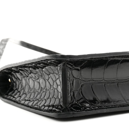Burberry Calfskin Alligator Embossed Mini TB Shoulder Bag Black 8 of 9
