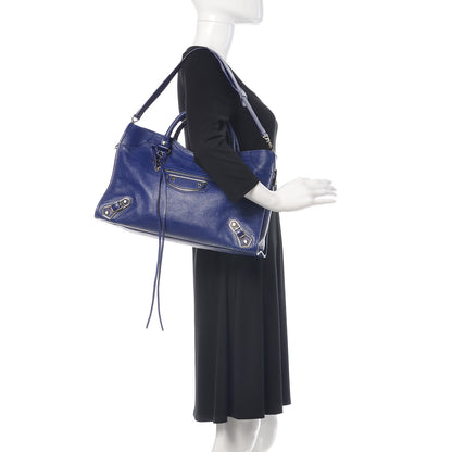 Balenciaga Chevre Gold Metallic Edge Hardware City Bleu Roi 2 of 9