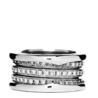 Bulgari 18K White Gold Diamond B.Zero1 Four-Band Full Pave Ring 51 5.75 1 of 6