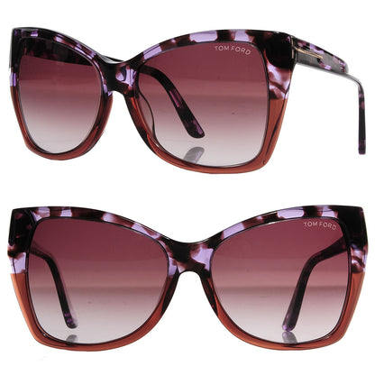Tom Ford Carli Oversize Square Cateye Sunglasses TF295 Violet Havana 1 of 4