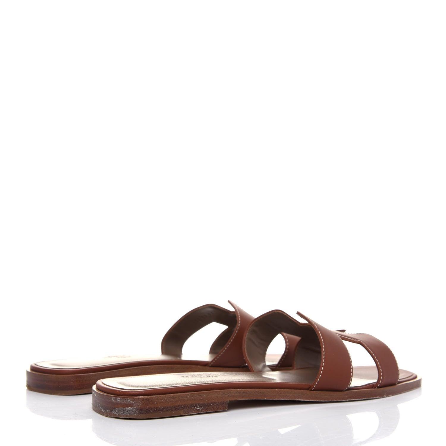 Hermes Box Calfskin Oran Sandals 38.5 Gold 4 of 16