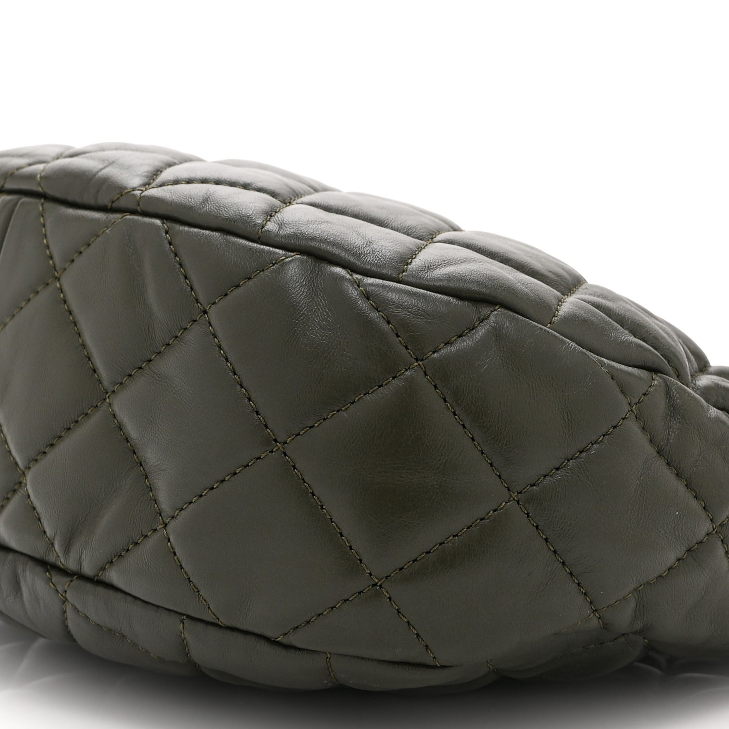 Lambskin Quilted Pillow Crush Chain Hobo Khaki