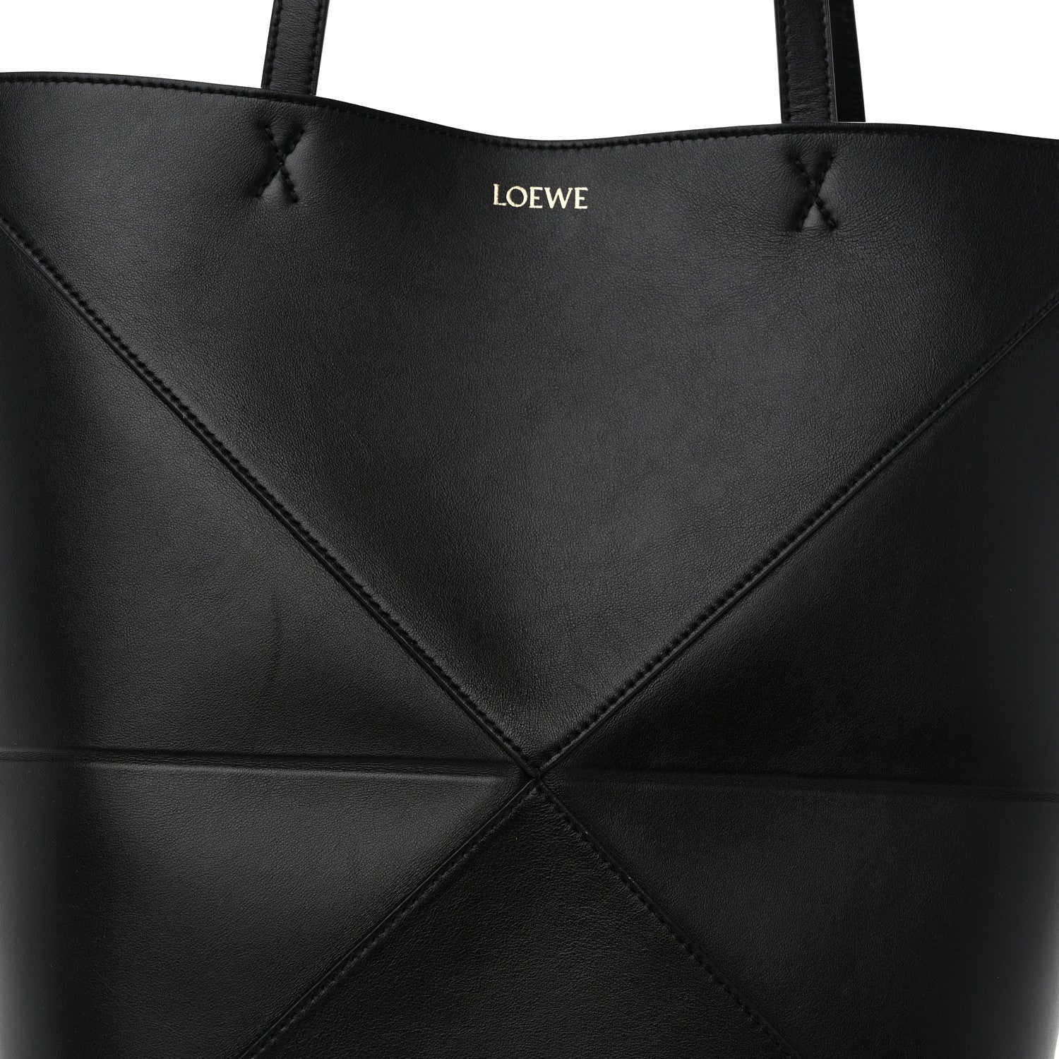 Loewe Shiny Calfskin Medium Puzzle Fold Tote Black 7 of 9