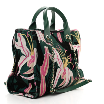 Chanel Velvet Calfskin Beaded Small Deauville Tote Pink Green Black 4 of 13