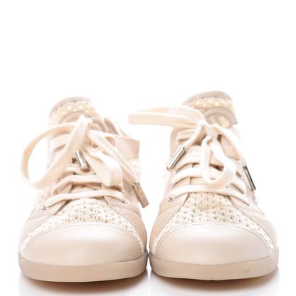 Chanel Mesh Lambskin Low Top Sneakers 40 Beige 2 of 6