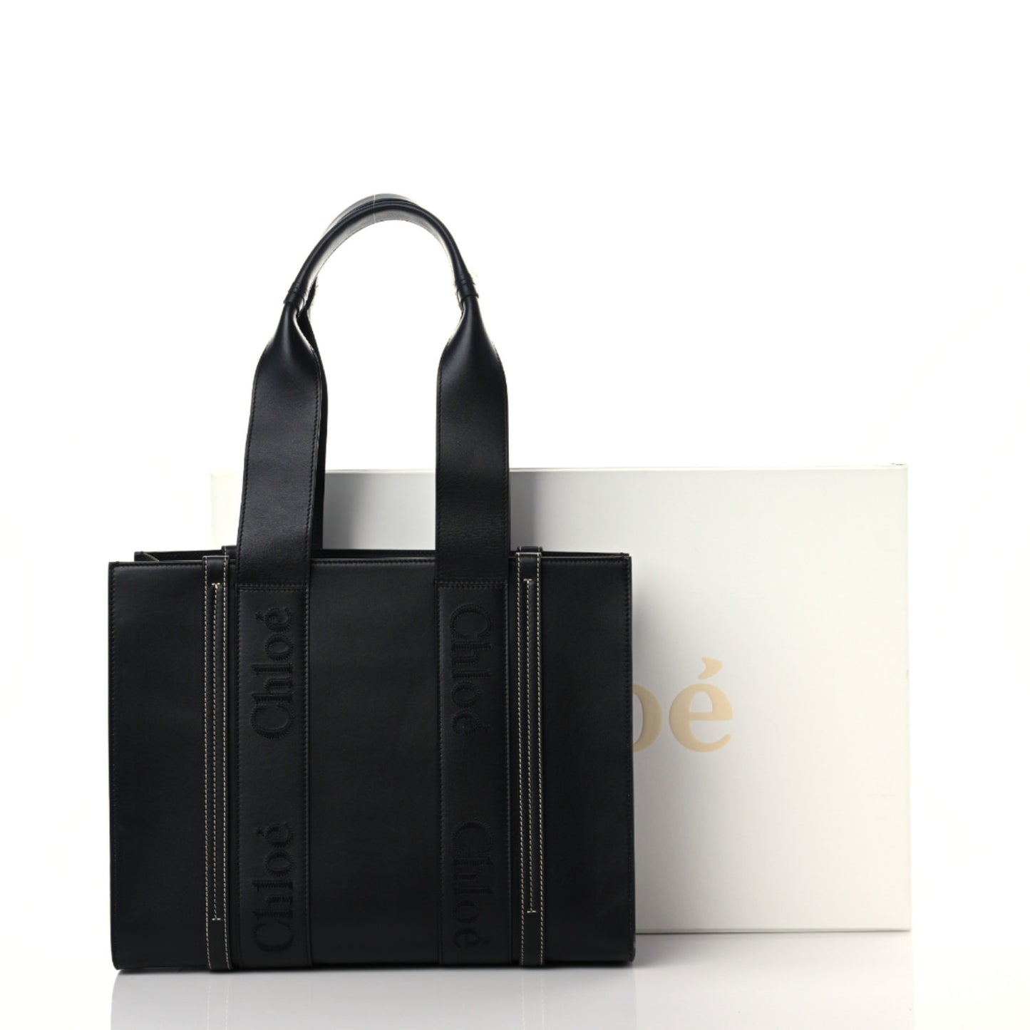 Calfskin Medium Woody Tote Black