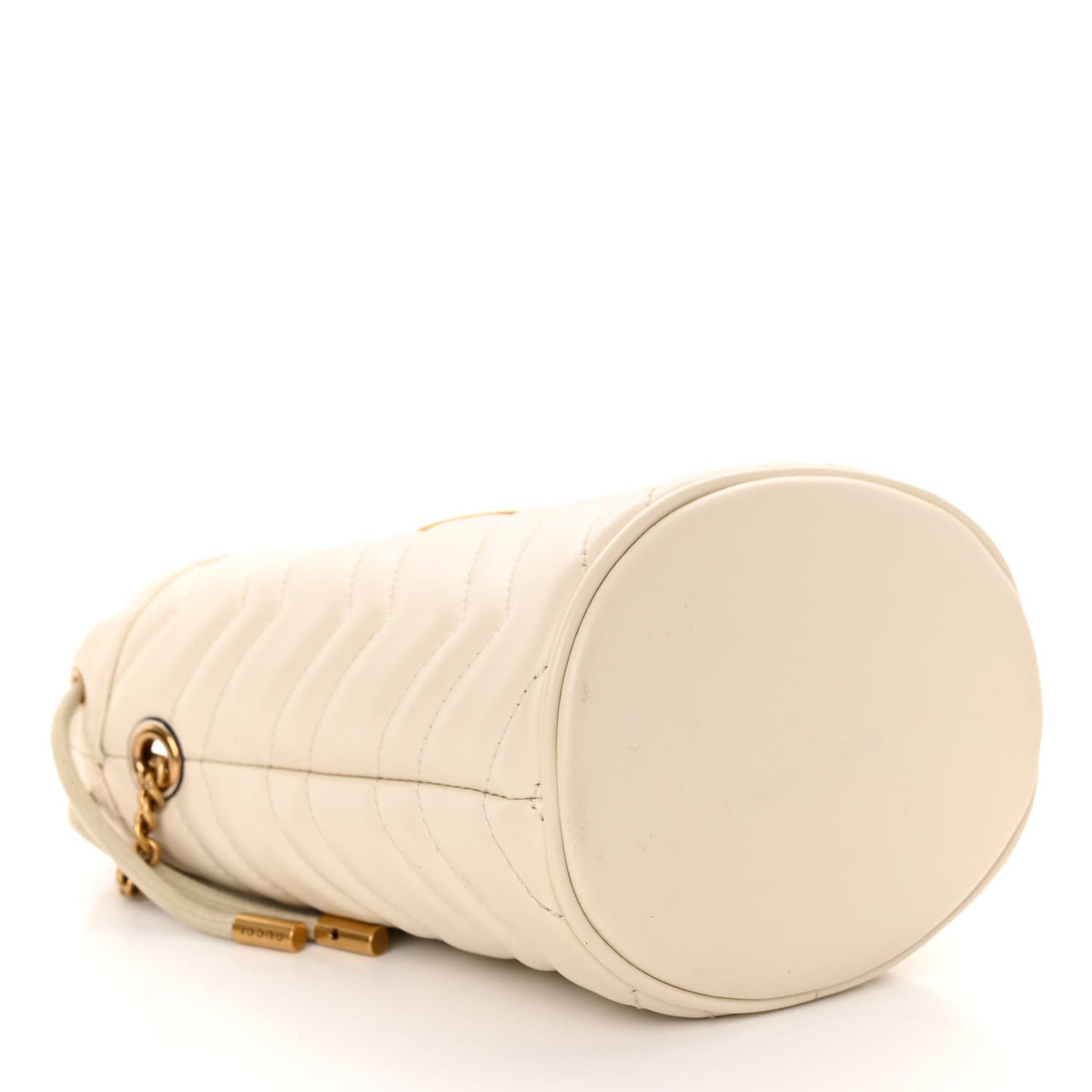 Calfskin Matelasse Mini GG Marmont 2.0 Bucket Bag White