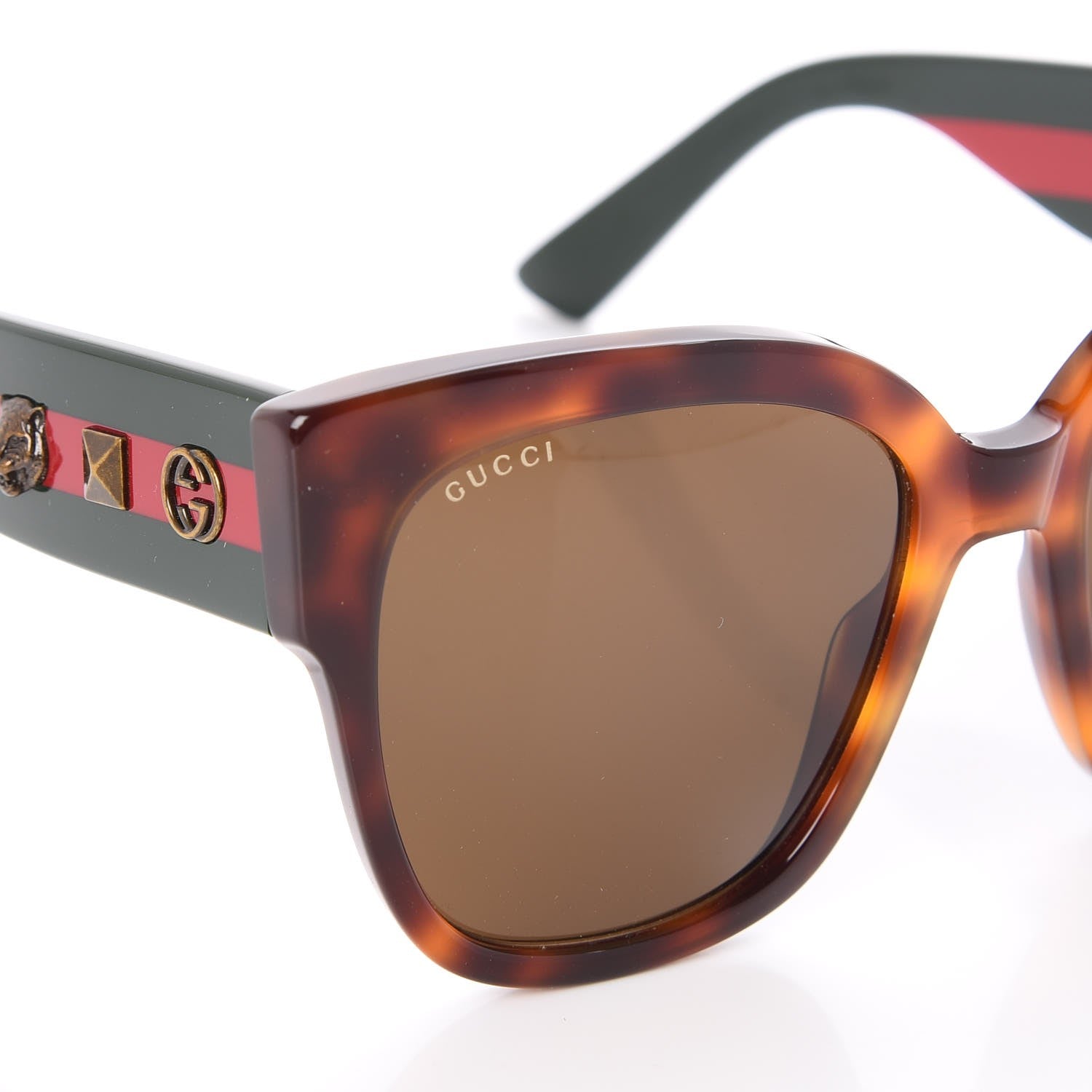 Gucci Acetate Square Frame Web Sunglasses GG0059S Tortoise 7 of 8