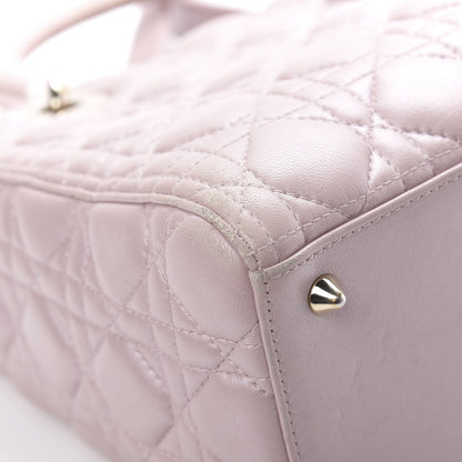Christian Dior Pearly Lambskin Cannage Medium Lady Dior Lotus 9 of 24