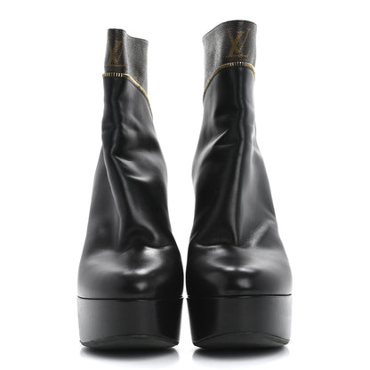Louis Vuitton Calfskin Monogram Afterglow Platform Ankle Boots 38.5 Black 3 of 14