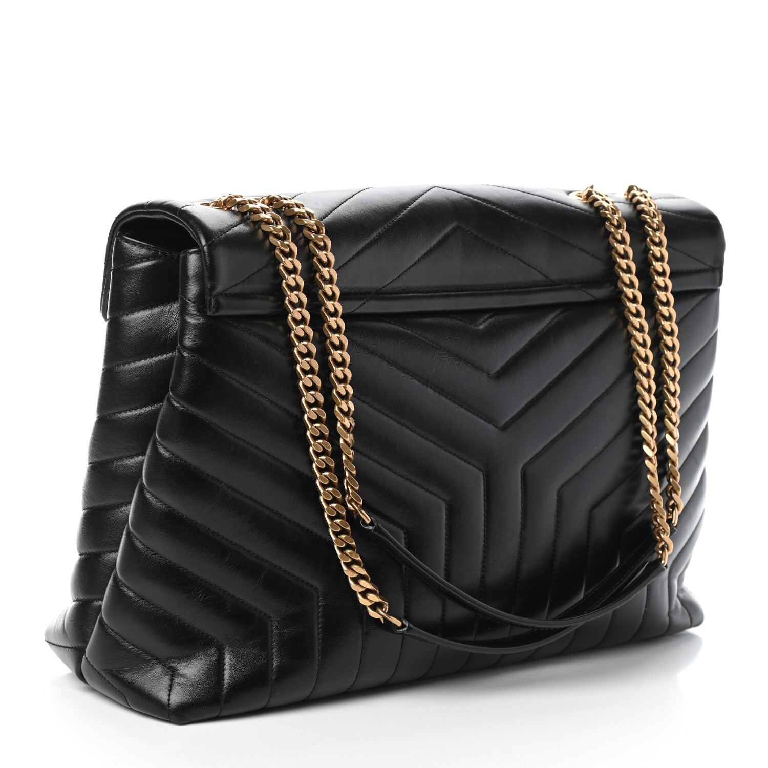 Saint Laurent Calfskin Y Quilted Monogram Large Loulou Chain Satchel Black 3 of 9