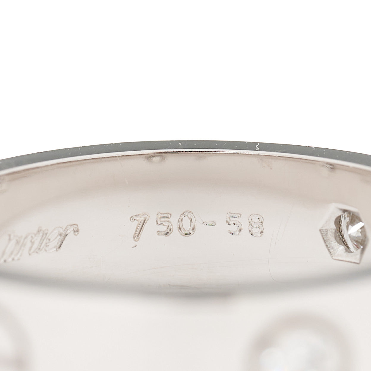 Cartier 18K White Gold 3 Diamond 5.5mm LOVE Ring 58 8.5 5 of 6