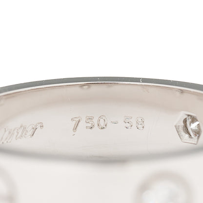 Cartier 18K White Gold 3 Diamond 5.5mm LOVE Ring 58 8.5 5 of 6