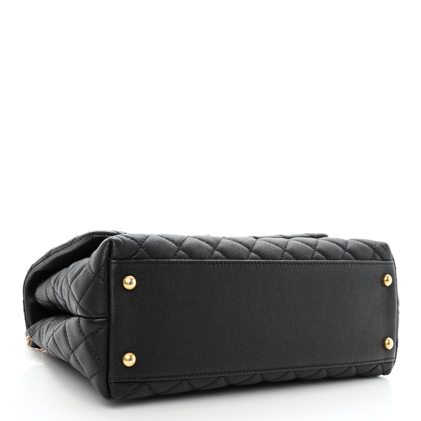 Caviar Quilted Small Coco Handle Flap Black