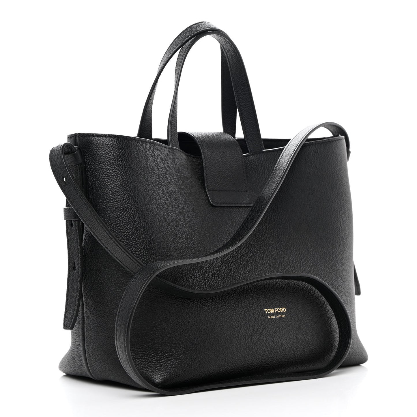 Grained Calfskin Mini TF East West Tote Black