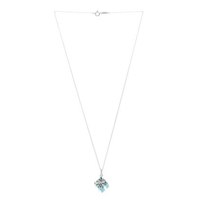 Tiffany Sterling Silver Enamel Gift Box Charm Necklace Blue 3 of 5