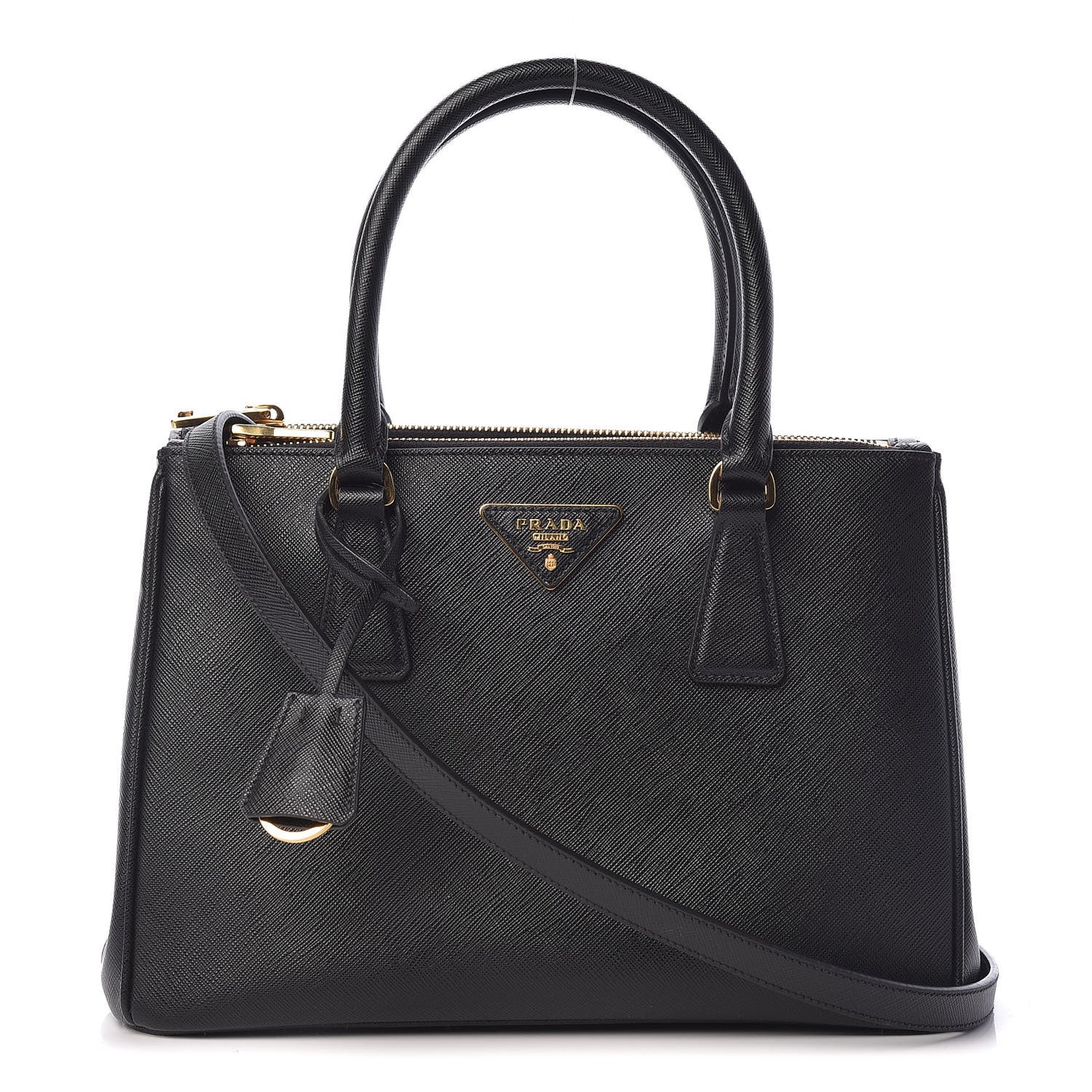 Saffiano Small Galleria Double Zip Tote Black