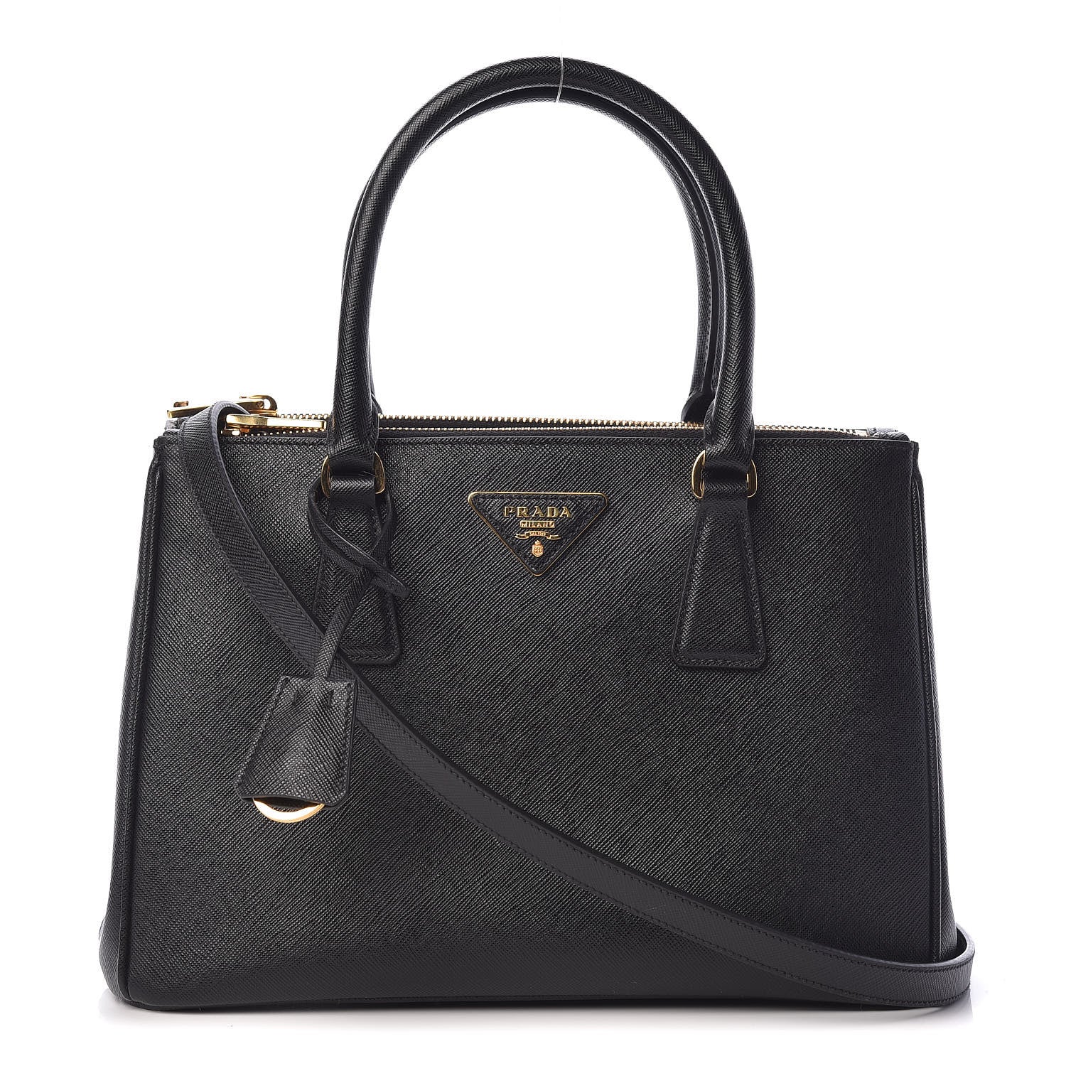 Prada Saffiano Small Galleria Double Zip Tote Black 1 of 12
