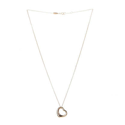Tiffany 18K Yellow Gold Elsa Peretti Small Open Heart Pendant Necklace 3 of 6